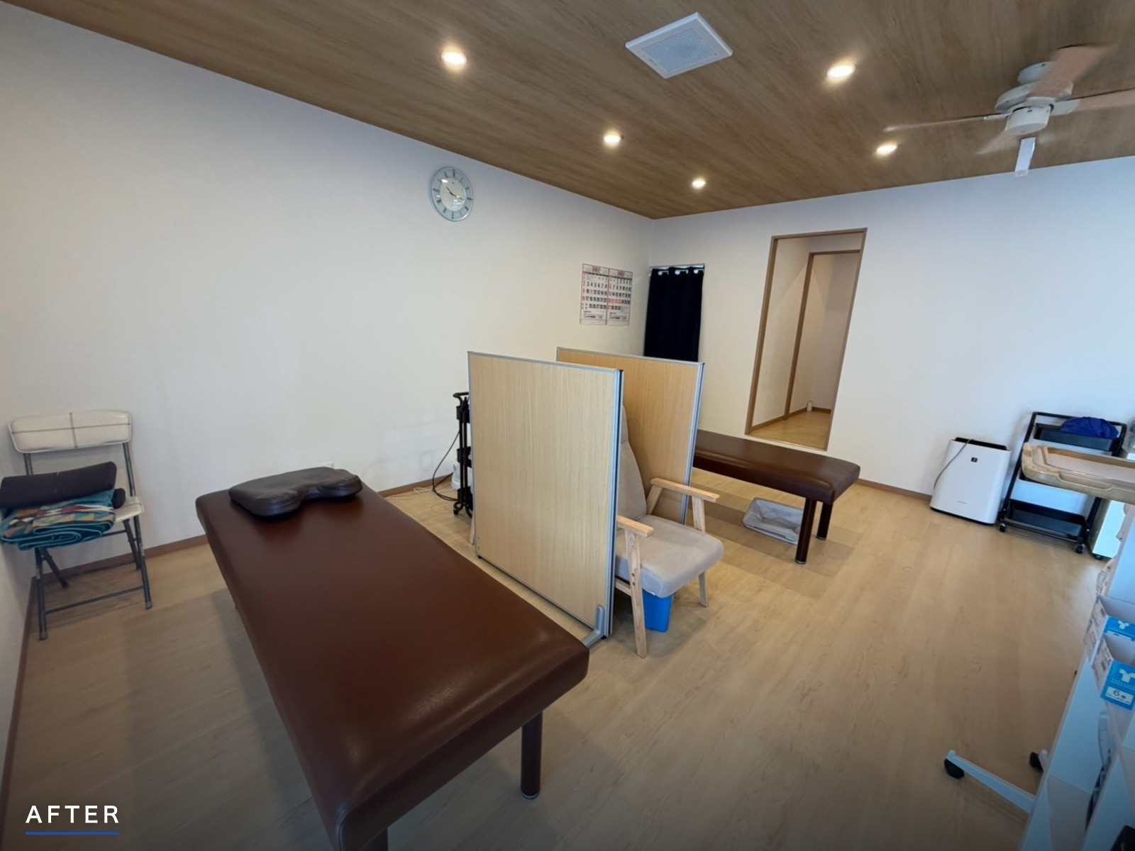 千葉県市川市行徳 店舗内装工事 整骨院 施術室　別角度③ ビフォーアフター