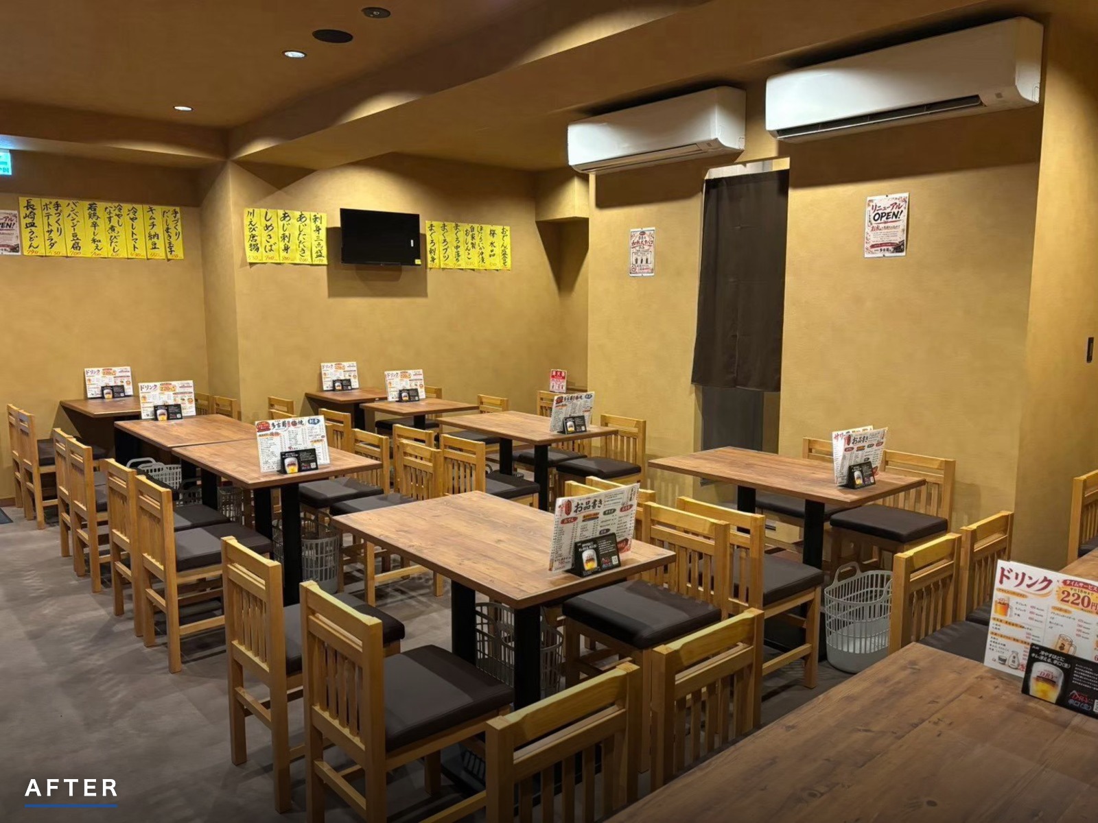 東京都渋谷区道玄坂 店舗内装工事 奥客席(別角度) ビフォーアフター